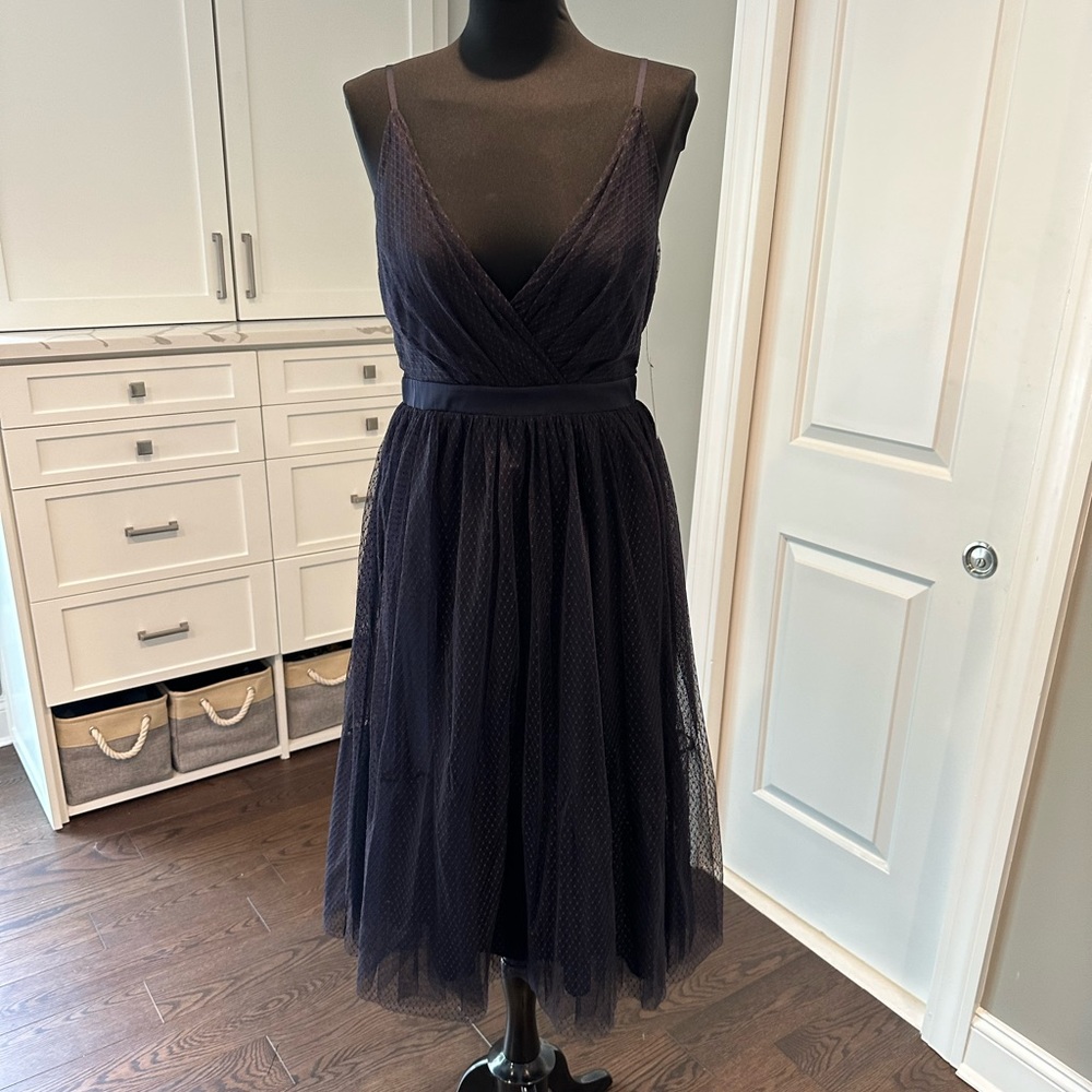 Express Navy Tulle V-Neck Dress - Size 6 NWT